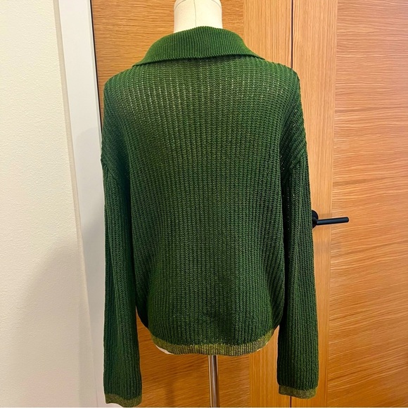 Zara | V-Neck | Collared Sweater | Green | Size Small | Never Worn - Picture 6 of 11